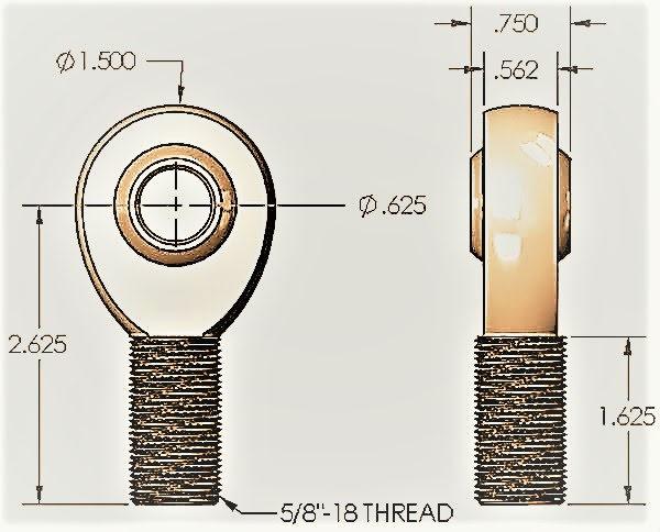 .625" 5/8" Heim Joint and Jam nut Right Thread (normal)