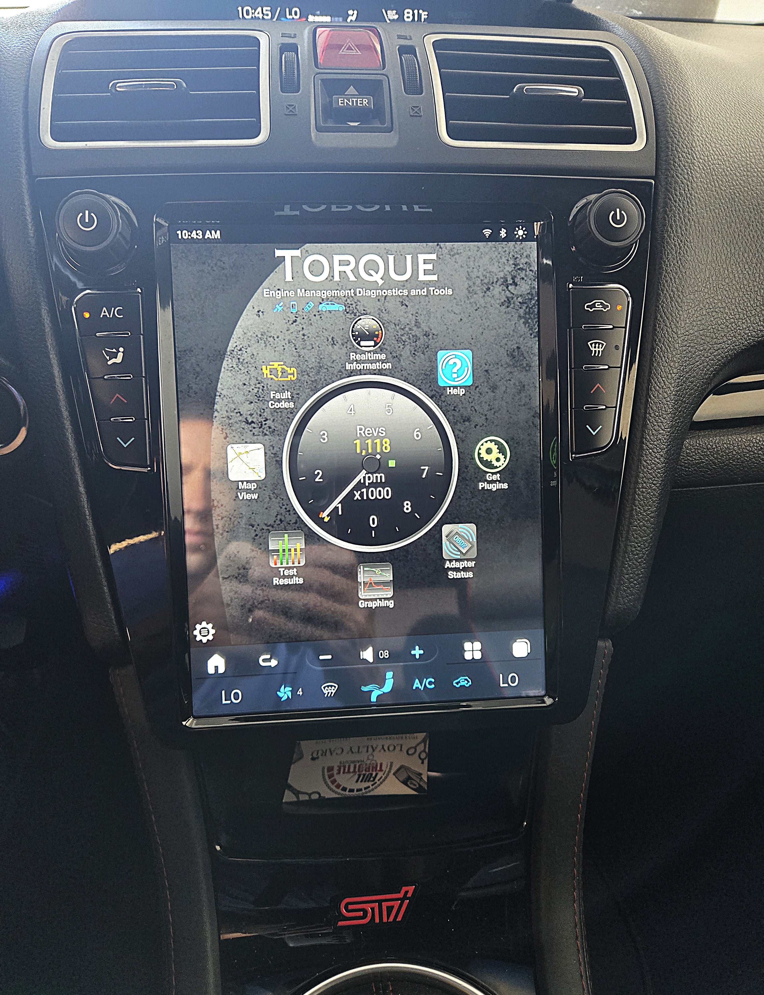 Subaru WRX Tesla Style radio with HVAC controls. 10.8" Screen