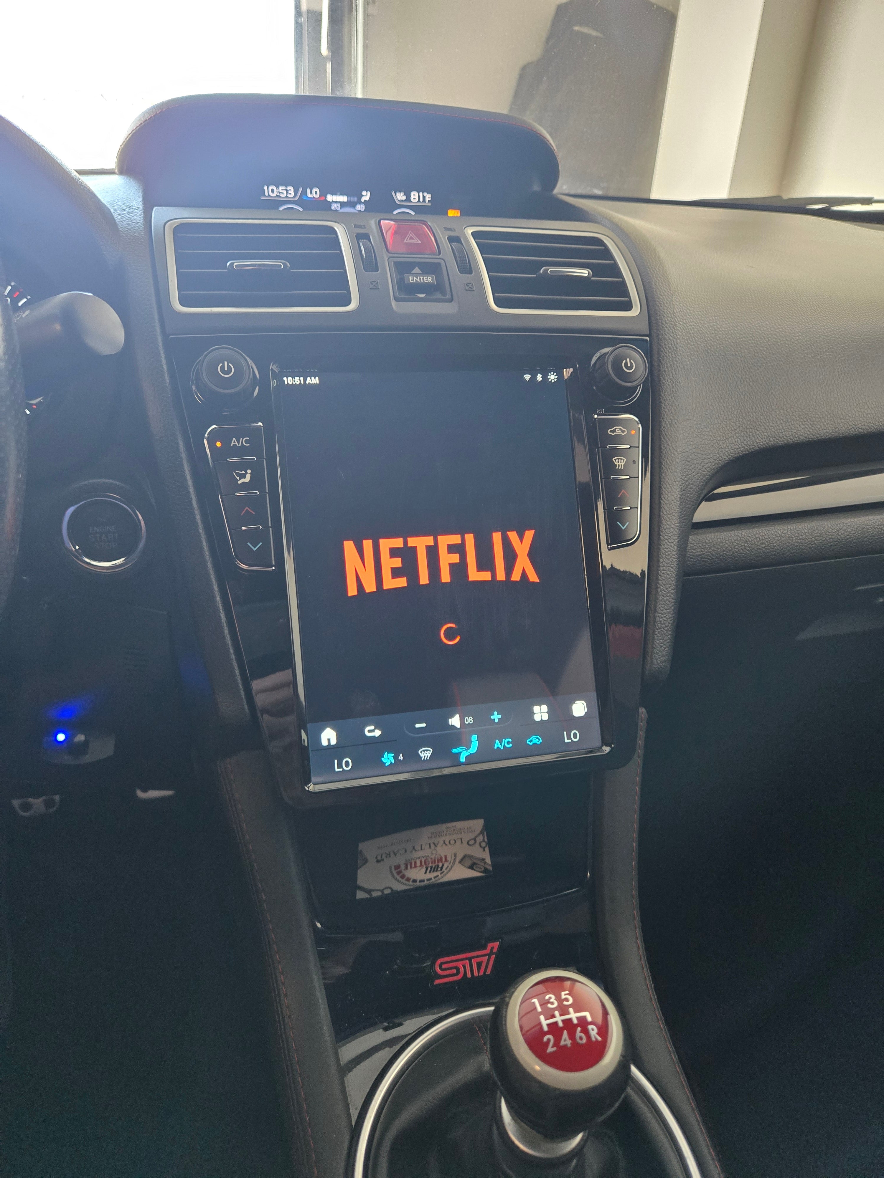 Subaru WRX Tesla Style radio with HVAC controls. 10.8" Screen